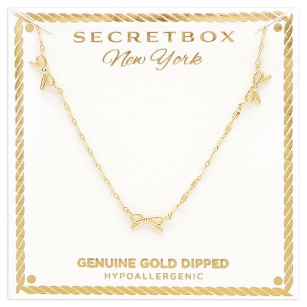 SECRET BOX GOLD DIPPED BOW STATION NECKLACE