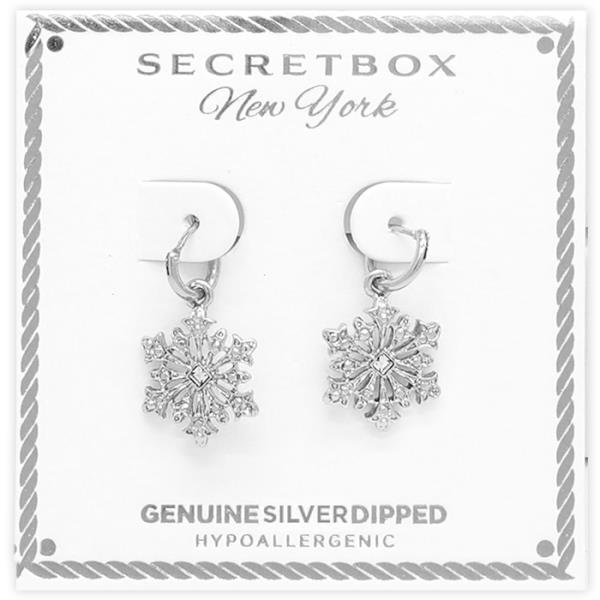 SECRET BOX GOLD DIPPED SNOWFLAKE HUGGIE EARRING