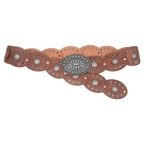 ARTISAN FLOWER OVAL BUCKLE OVAL DISC HIP BELT