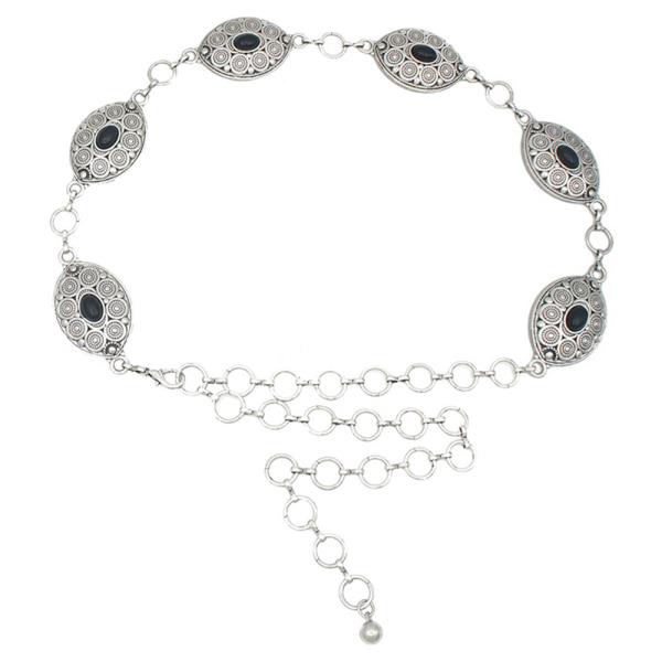 MOROCCAN SWIRL TEAR CONCHO STONE CHAIN BELT