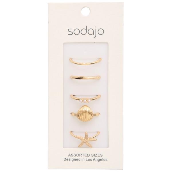 SODAJO SEASHELL ASSORTED METAL RING SET