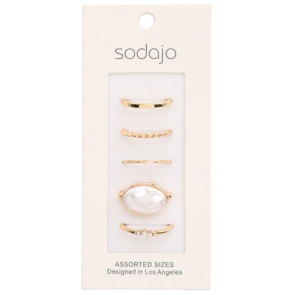 SODAJO PEARL BEAD METAL ASSORTED RING SET