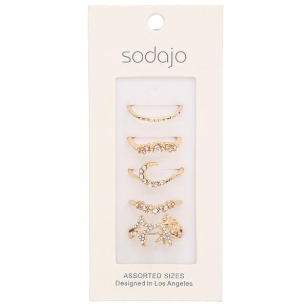 SODAJO RHINESTONE METAL ASSORTED RING SET