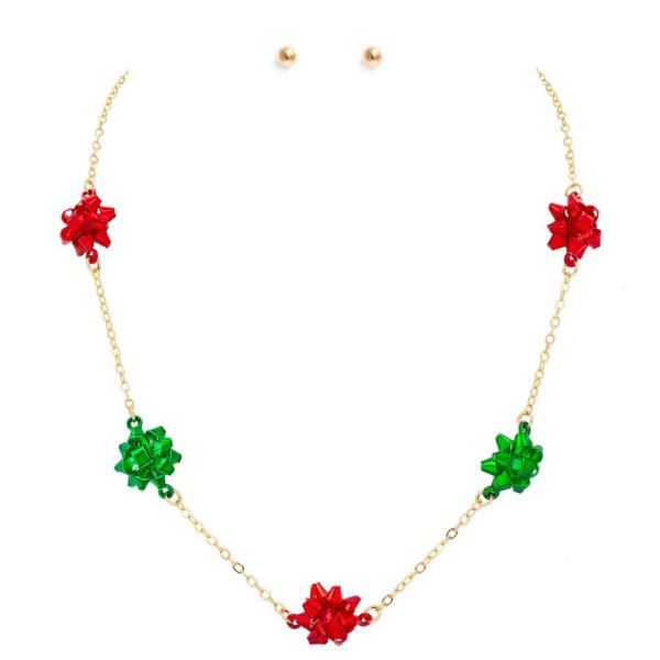 GIFT BOW STATION METAL NECKLACE