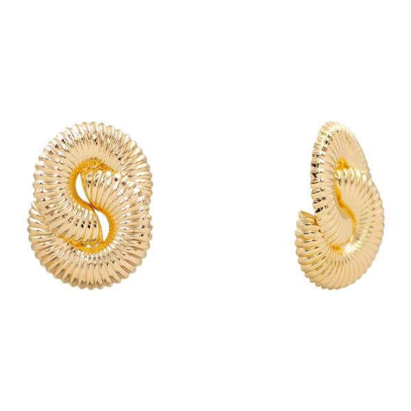 TEXTURED LINED DOUBLE CIRCLE LINK METAL EARRING