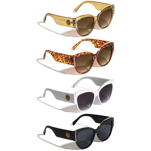 KLEO GOLD BROW COIN EMBLEM FASHION CAT EYE SUNGLASSES 1DZ