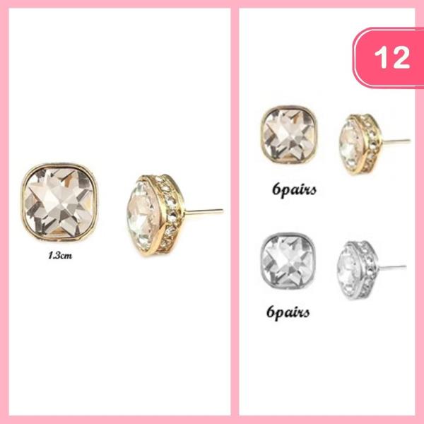 RHINESTONE STUD EARRING (12 UNITS)