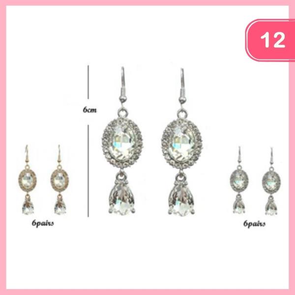 RHINESTONE DANGLE EARRING (12 UNITS)