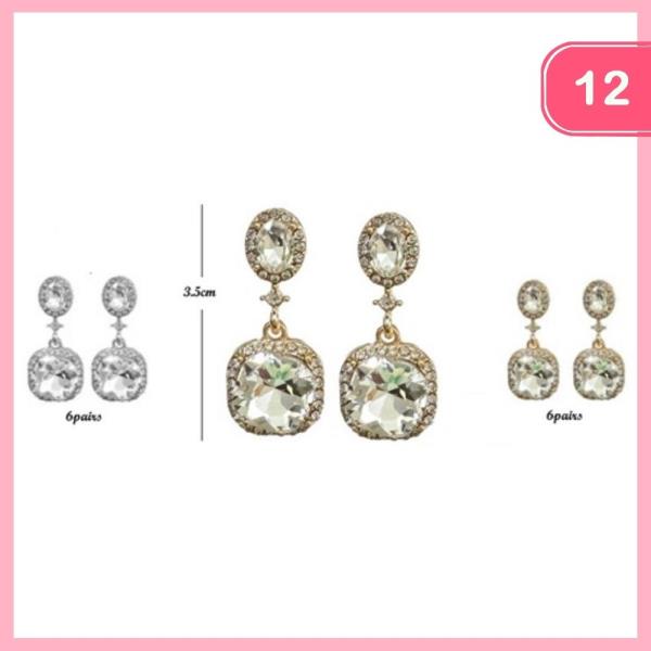 RHINESTONE DANGLE EARRING (12 UNITS)