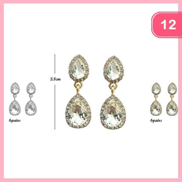 RHINESTONE DANGLE EARRINGS (12 UNITS)
