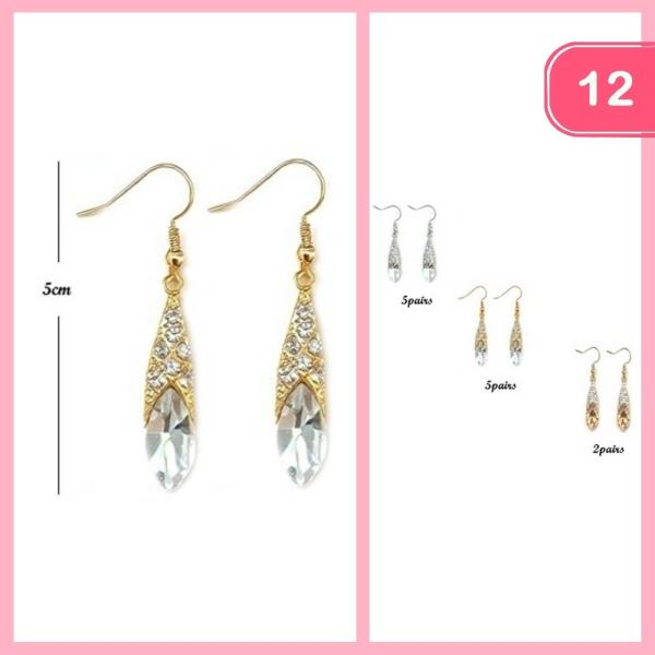 RHINESTONE DANGLE EARRING (12 UNITS)