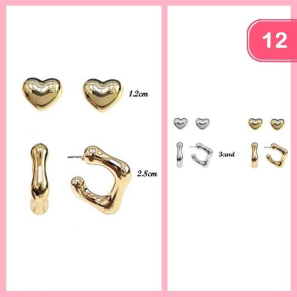 HEART HOOP EARRING SET (12 UNITS)