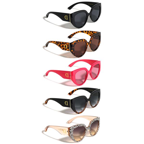 D LOGO GOLD HINGE ACCENT FASHION CAT EYE SUNGLASSES 1DZ