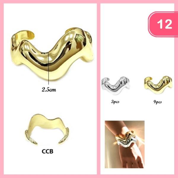 WAVY OPEN CUFF BRACELET (12 UNITS)