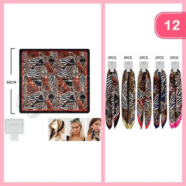 SATIN SQUARE MULTI USE HAIR SCARF BANDANA (12 UNITS)