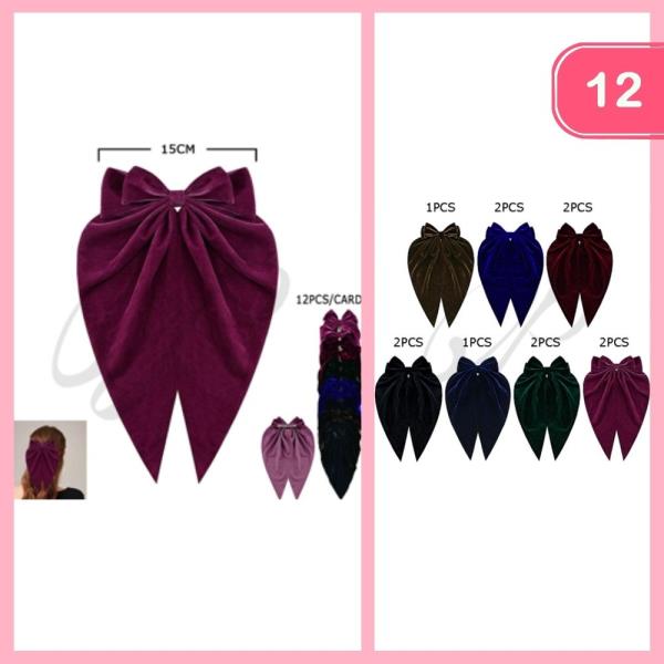 LONG TAIL VELVET HAIR BOW (12 UNITS)