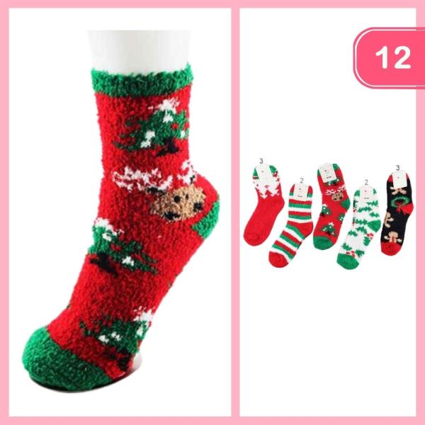 WARM CHRISTMAS  SOCKS (12 UNITS)