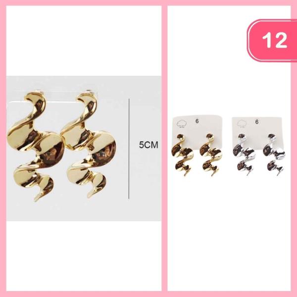 WAVY METAL DANGLE EARRING (12 UNITS)