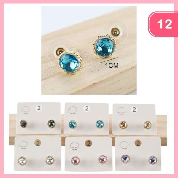 CUTE RHINESTONE POST EARRING (12 UNITS)