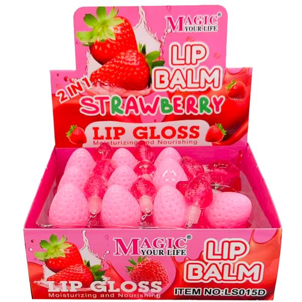 2IN1 STRAWBERRY LIP BALM GLOSS (24 UNITS)