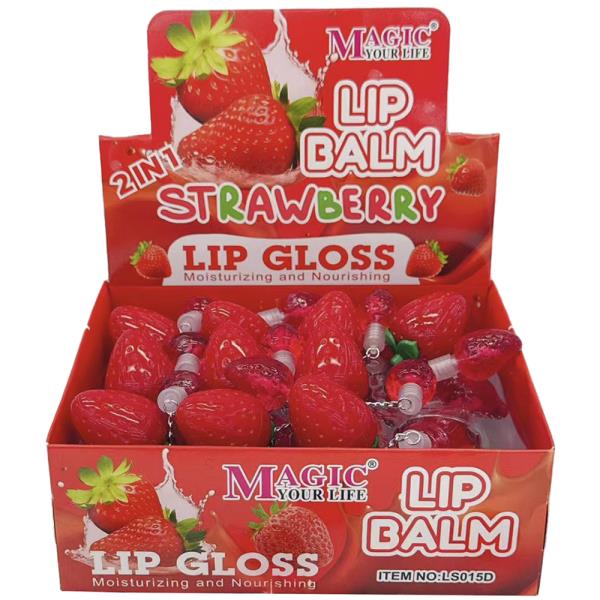 2IN1 STRAWBERRY LIP BALM GLOSS (24 UNITS)