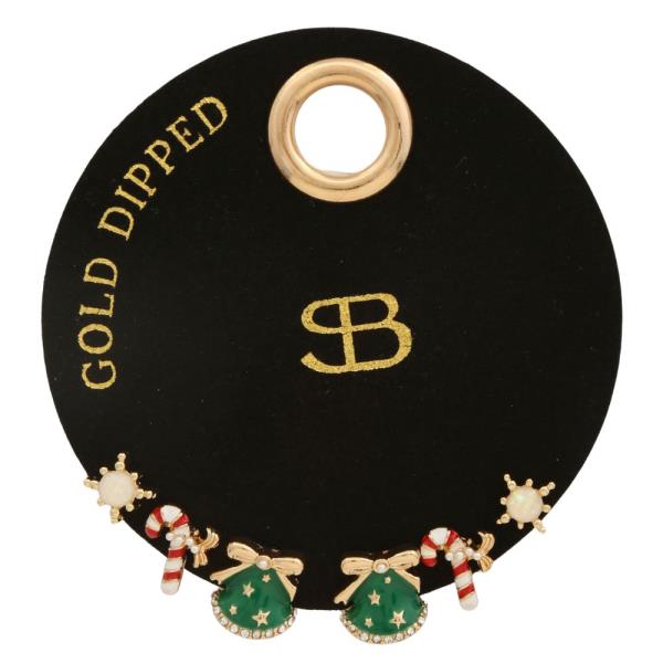 CHRISTMAS ASSORTED GOLD DIPPED EARRING SET