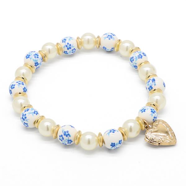 SECRET BOX HEART LOCKET BEADED BRACELET