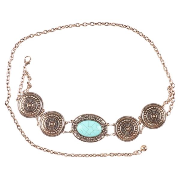 WESTERN NATURAL STONE CONCHO LINK CHAIN BELT