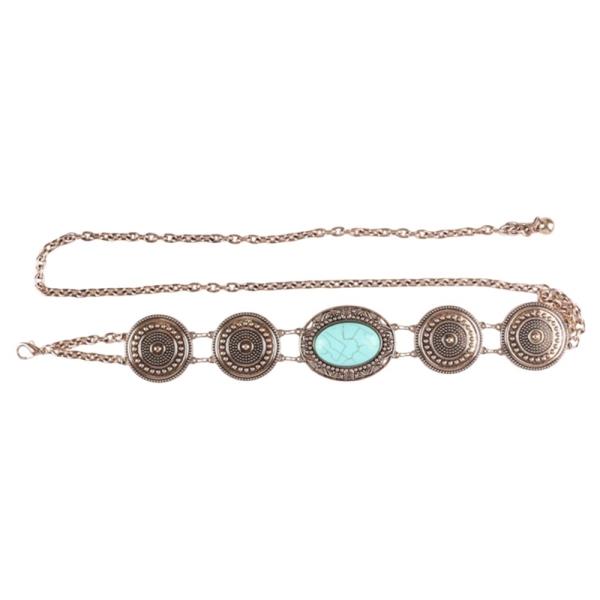 WESTERN NATURAL STONE CONCHO LINK CHAIN BELT