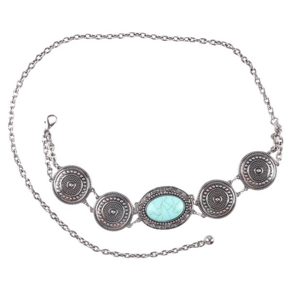 WESTERN NATURAL STONE CONCHO LINK CHAIN BELT