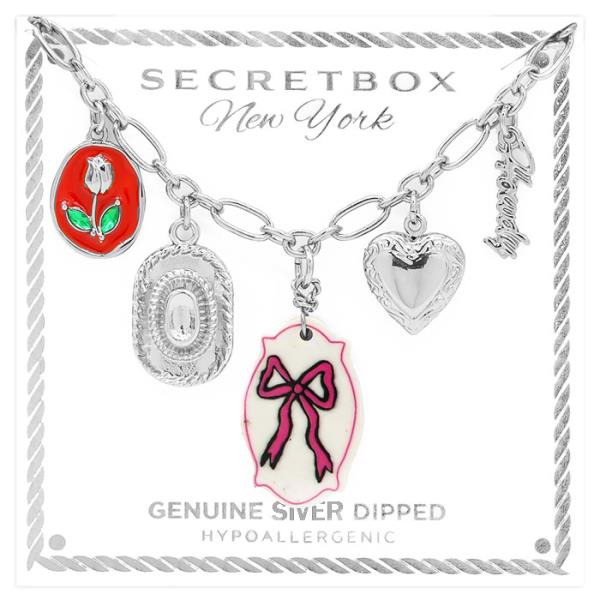 SECRET BOX BOW PINK CERAMIC CHARM NECKLACE