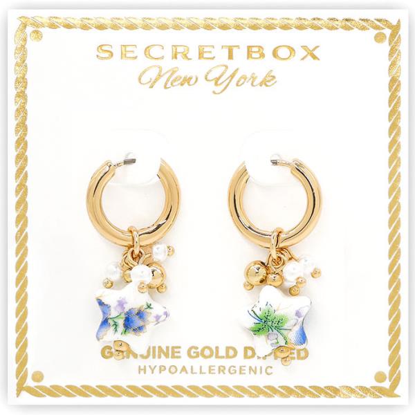 SECRET BOX STAR SHAPE CERAMIC HUGGIE EARRING
