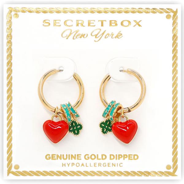 SECRET BOX HEART CHARM HUGGIE HOOP EARRING