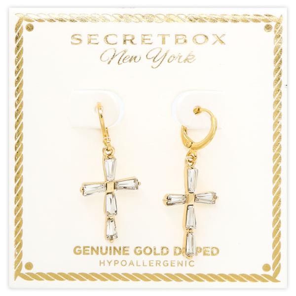 SECRET BOX CROSS CRYSTAL EARRING