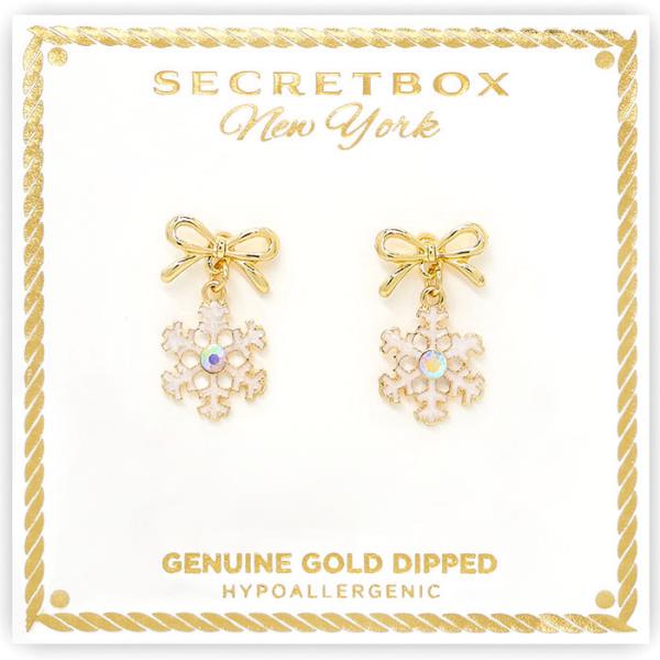 SECRET BOX BOW SNOWFLAKE DANGLE EARRING
