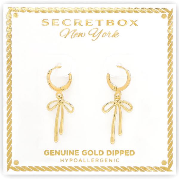 SECRET BOX BOW DANGLE HUGGIE EARRING