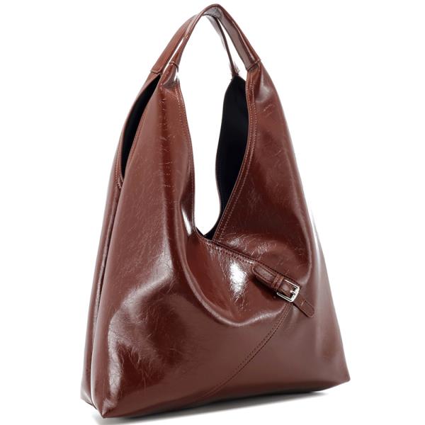 2IN1 SMOOTH TEXTURE SHOULDER HOBO BAG WITH POUCH