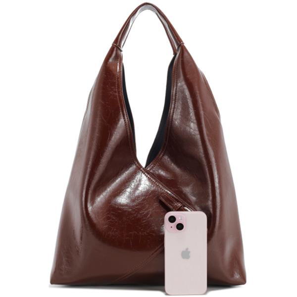 2IN1 SMOOTH TEXTURE SHOULDER HOBO BAG WITH POUCH