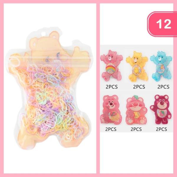 CUTE BEAR RUBBER HAIR TIES (12 UNITS)