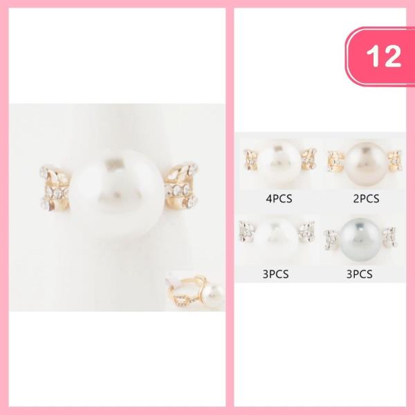RHINESTONE PEARL RING (12 UNITS)