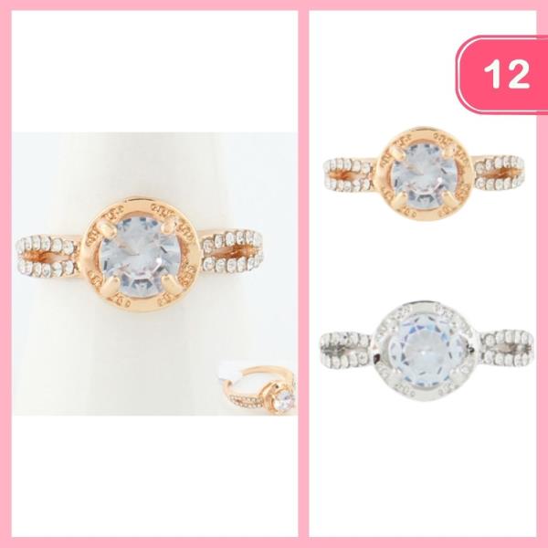 CUBIC ZIRCONIA RHINESTONE RING (12 UNITS)