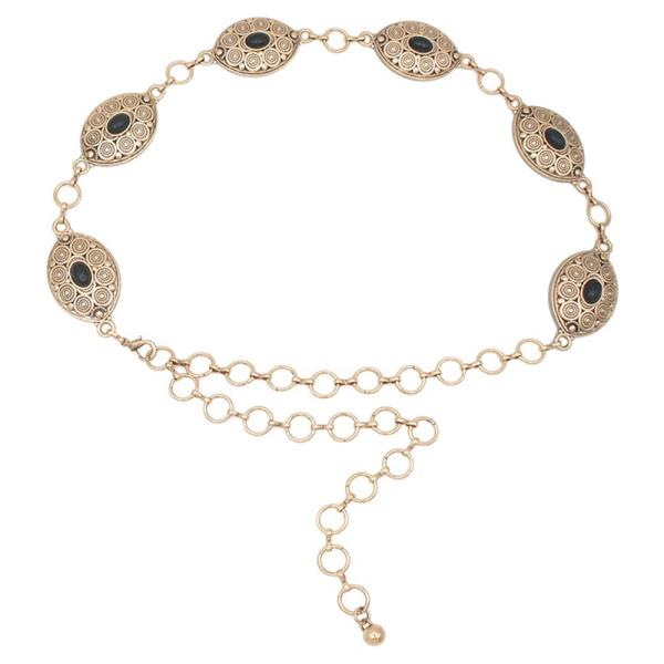 MOROCCAN SWIRL TEAR CONCHO STONE CHAIN BELT