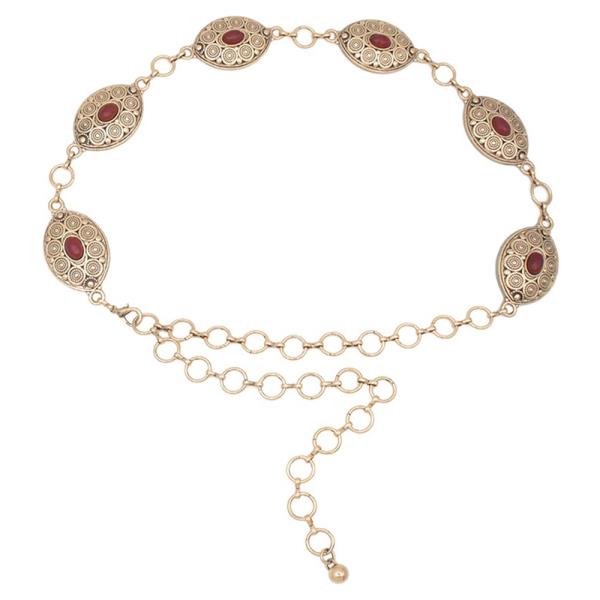MOROCCAN SWIRL TEAR CONCHO STONE CHAIN BELT