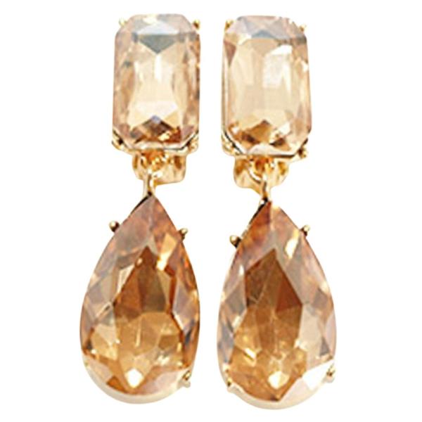 RECTANGLE TEARDROP CRYSTAL DANGLE EARRING