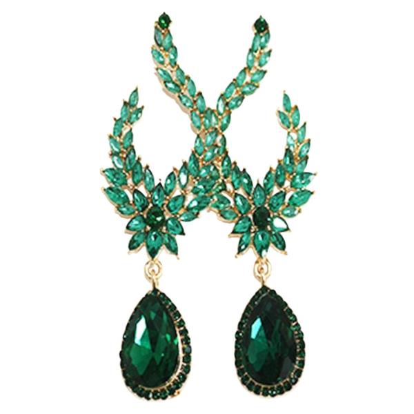 RHINESTONE FLORAL TEARDROP DANGLE EARRING
