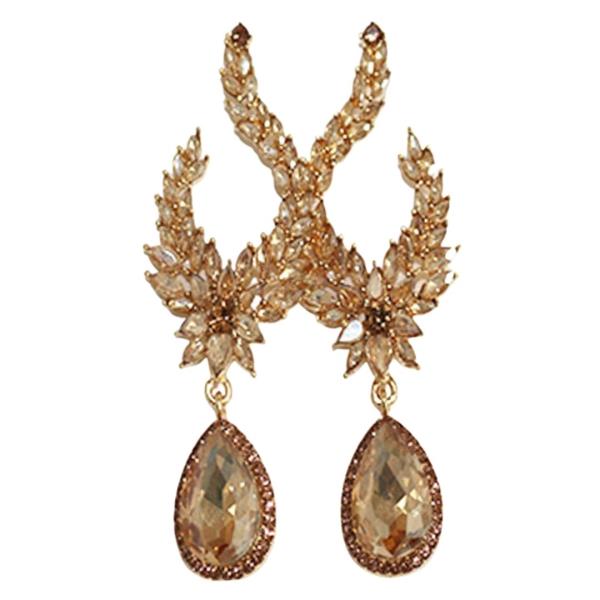 RHINESTONE FLORAL TEARDROP DANGLE EARRING