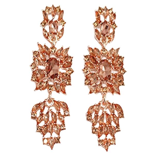 RHINESTONE FLORAL DANGLE EARRING