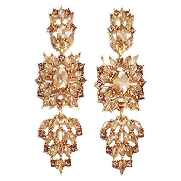 RHINESTONE FLORAL DANGLE EARRING