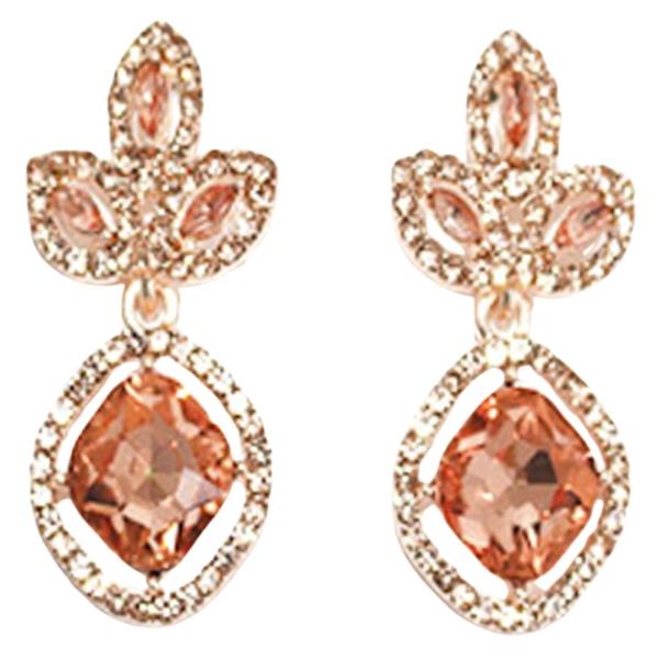 RHINESTONE LEAF TEARDROP DANGLE EARRING
