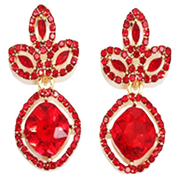 RHINESTONE LEAF TEARDROP DANGLE EARRING